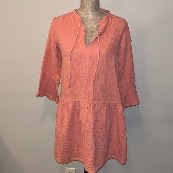 The Drop Women's Summer Gauze Bell Sleeve Mini Dress Size Small Color Rosette - Picture 7 of 14